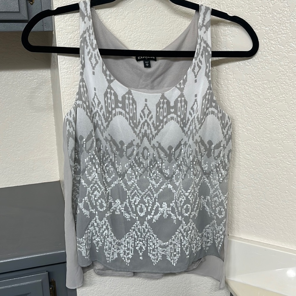 Grey sequin Express tank top